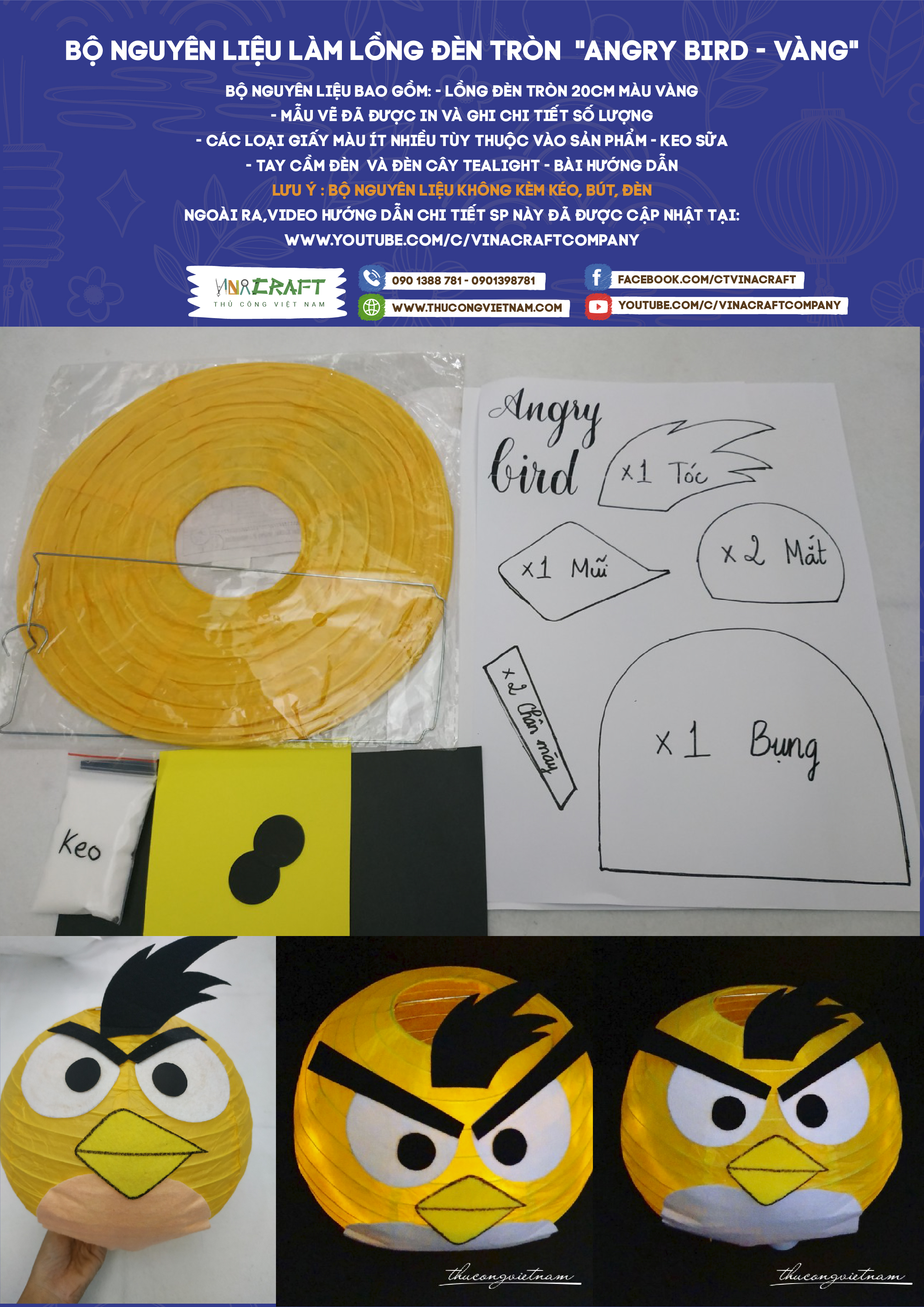 Bộ nguyên liệu lồng đèn tròn 